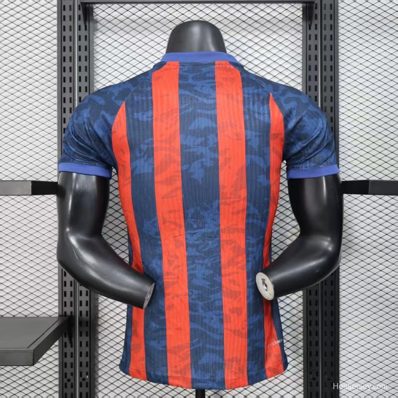 Player Version 25/26 Barcelona Home Blue Red Stripes Jersey with Spotify Sponsor