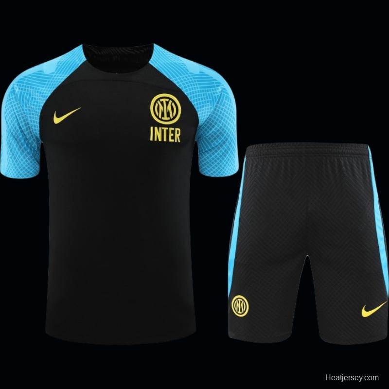 23-24 Inter Milan Black/Blue Short Sleeve+Shorts