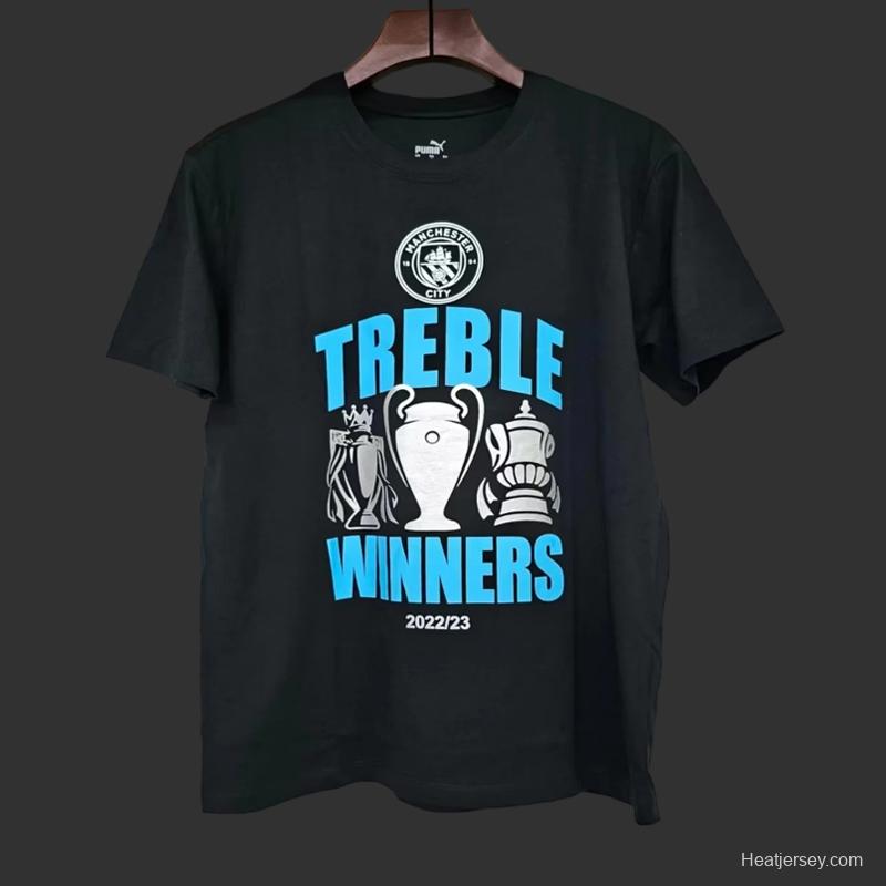 23/24 Manchester City Black Treble Winners T-Shirt