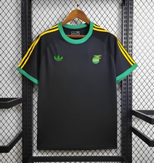 2024 Jamaica Adicolor Classics 3 Stripes Black T-Shirt