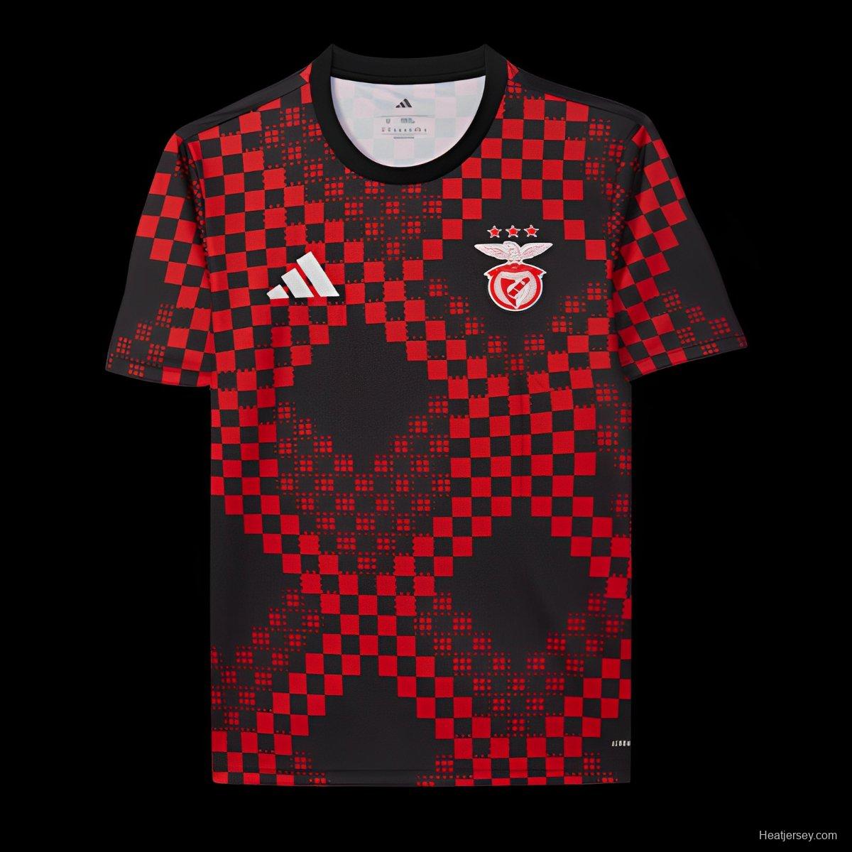 25/26 Benfica Red with Checkered Pattern Pre-Match Jersey